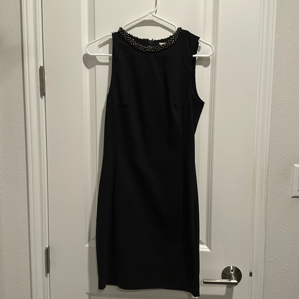 H&M black fitted dress w/beaded neckline